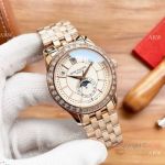 Replica Patek Philippe Annual Calendar Moon watch Rose Gold Diamond Bezel